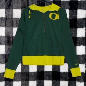Y2K Vintage Nike Oregon Ducks Quarter Zip Sweatshirt Women's Medium Green Yellow